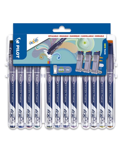 Set de 12 bolígrafos de tinta de fibra borrable por fricción Frixion Fineliner Pilot multicolor Multicolor-1