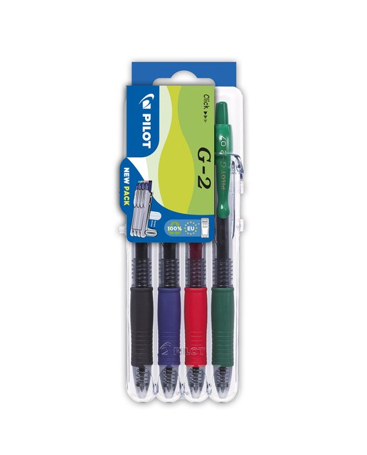 Conjunto de 4 Canetas Esferográficas Retráteis de Tinta de Gel G-2 - Multicolor Multicolor-1