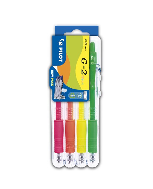 Conjunto de 4 Canetas Esferográficas Retráteis de Tinta de Gel G-2 - Multicolor Multicolor-1