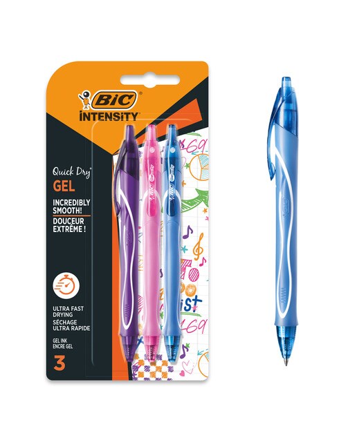 Bolígrafo gel Quick Dry BIC 3 unidades 1