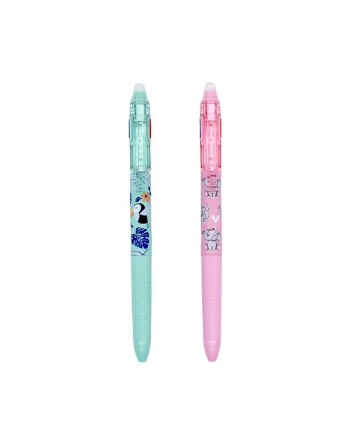 Esferográficas de gel apagáveis, 3 cores em 1, desenho Animais Conhecem M&G, 0,5 mm 1