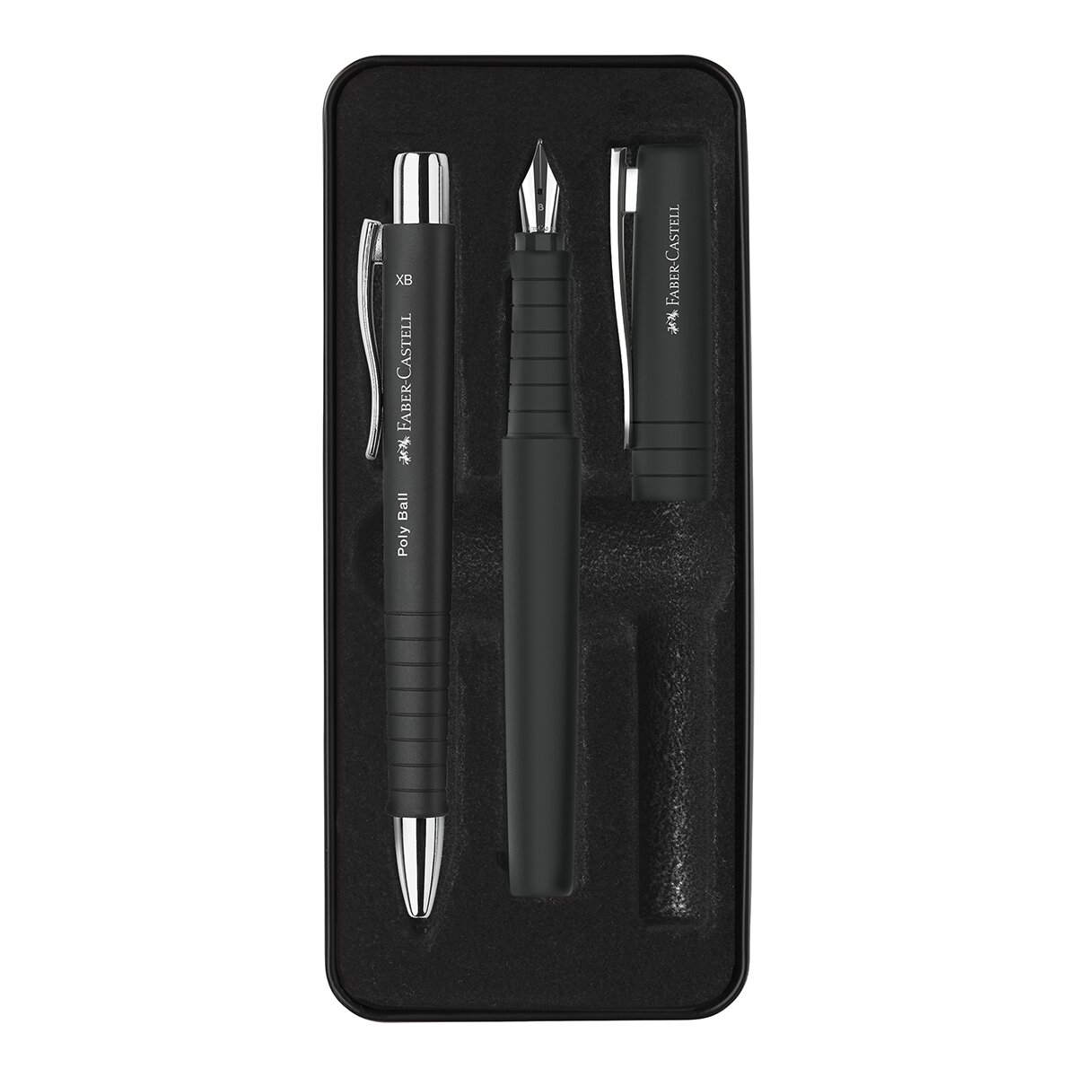 Imagen 0 de Set de regalo Poly con pluma estilográfica y bolígrafo Faber-Castell negro.