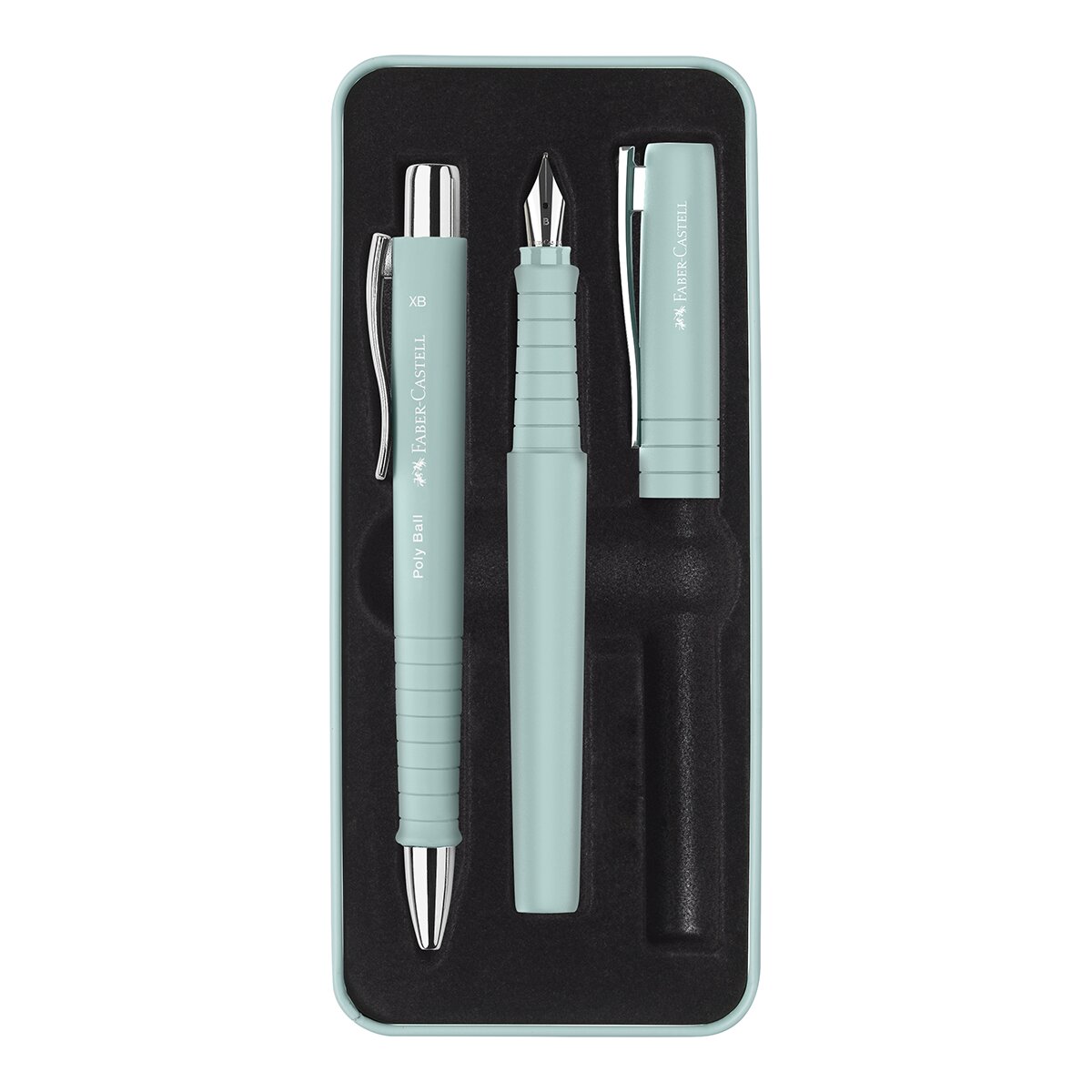 Imagen 0 de Set de regalo Poly con pluma estilográfica y bolígrafo Faber-Castell azul caribe.