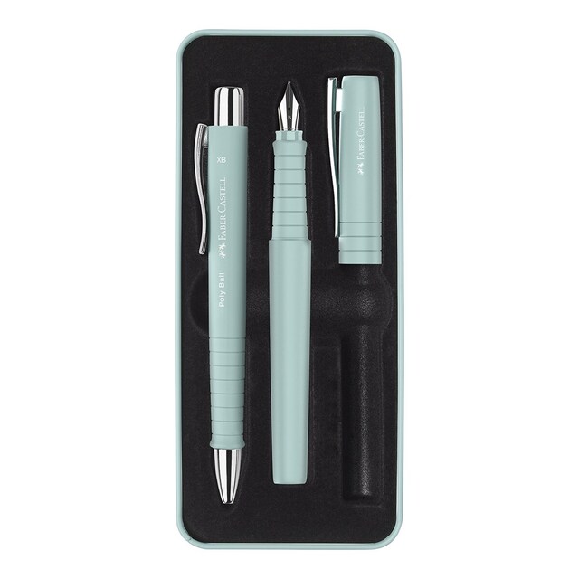 Imagen 0 de Set de regalo Poly con pluma estilográfica y bolígrafo Faber-Castell azul caribe.
