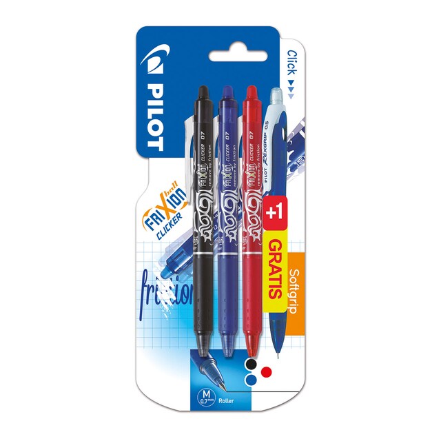 Imagen 0 de Bolígrafo retráctil Borrable Frixion Clicker Pilot azul, negro y rojo + portaminas
