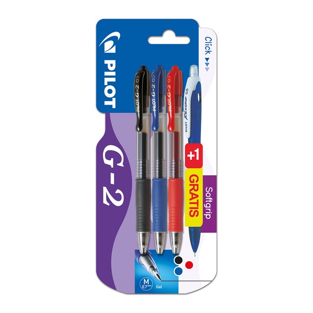 Imagen 0 de Bolígrafo retráctil G-2 Pilot azul, negro y rojo + portaminas