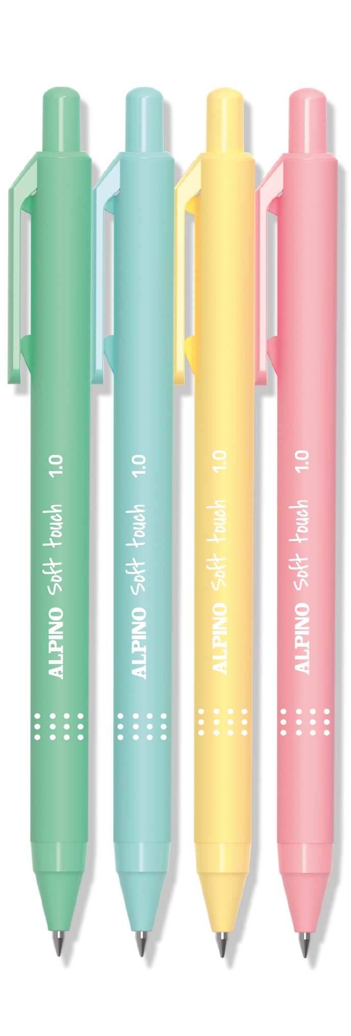 Blister de 4 esferográficas Alpino Soft Touch Cores pastel 3
