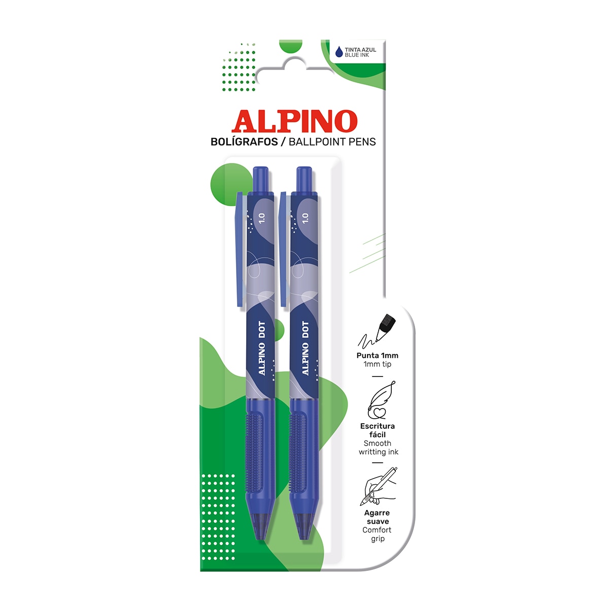 Blister de 2 esferográficas Alpino Dot azul 1