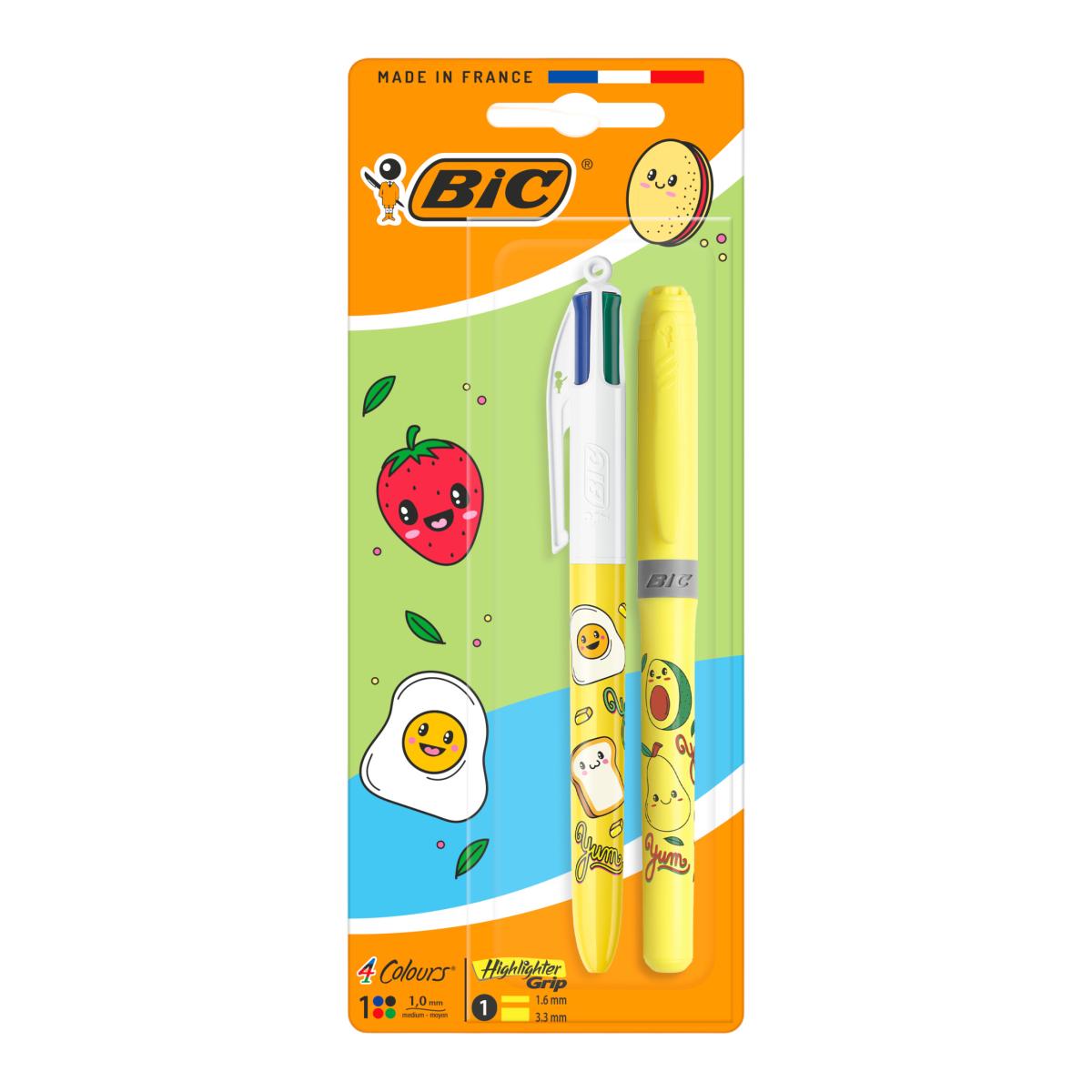 Bolígrafo 4 Colores y Fluorescente Kawai BIC 2 unidades Multicolor-5