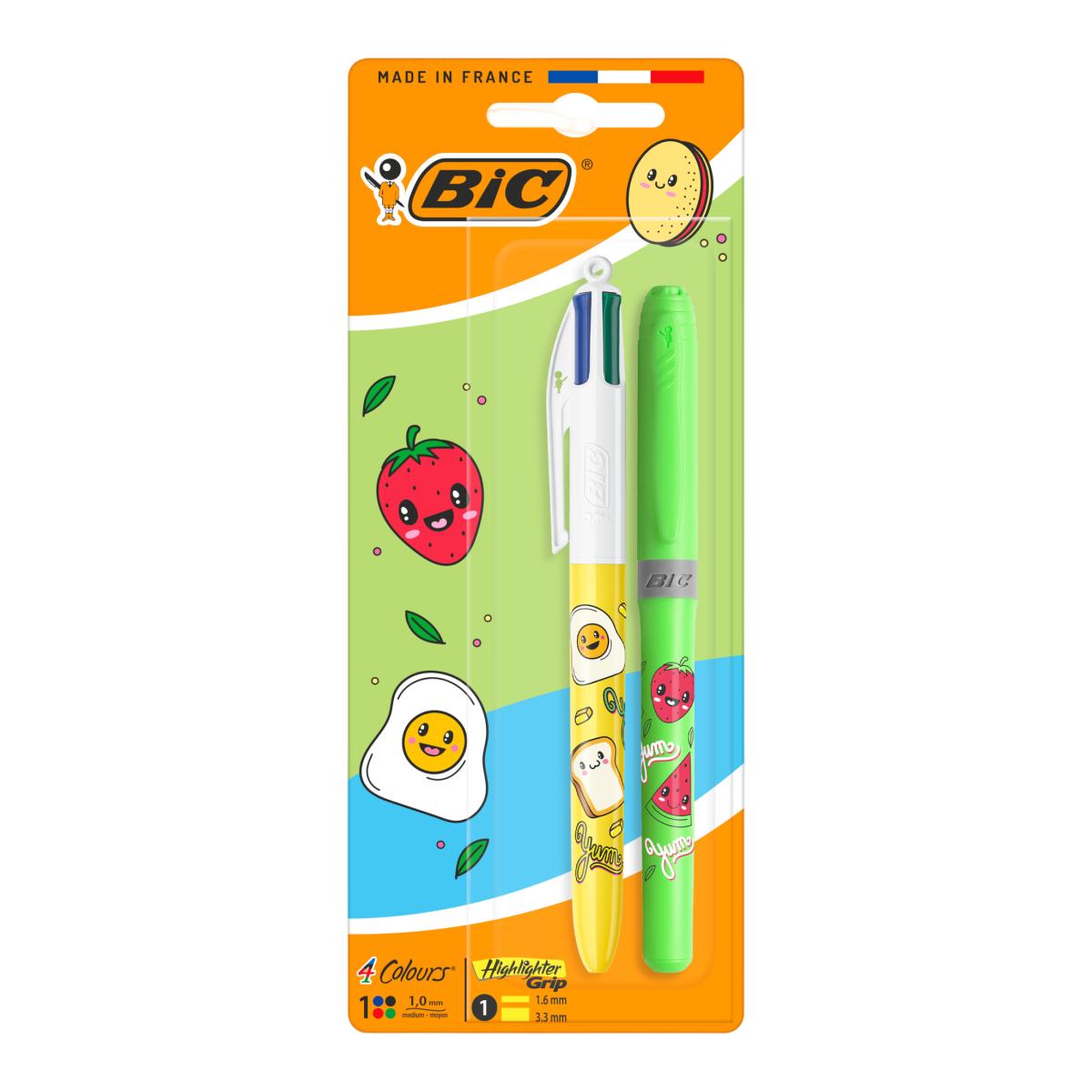 Bolígrafo 4 Colores y Fluorescente Kawai BIC 2 unidades Multicolor-6