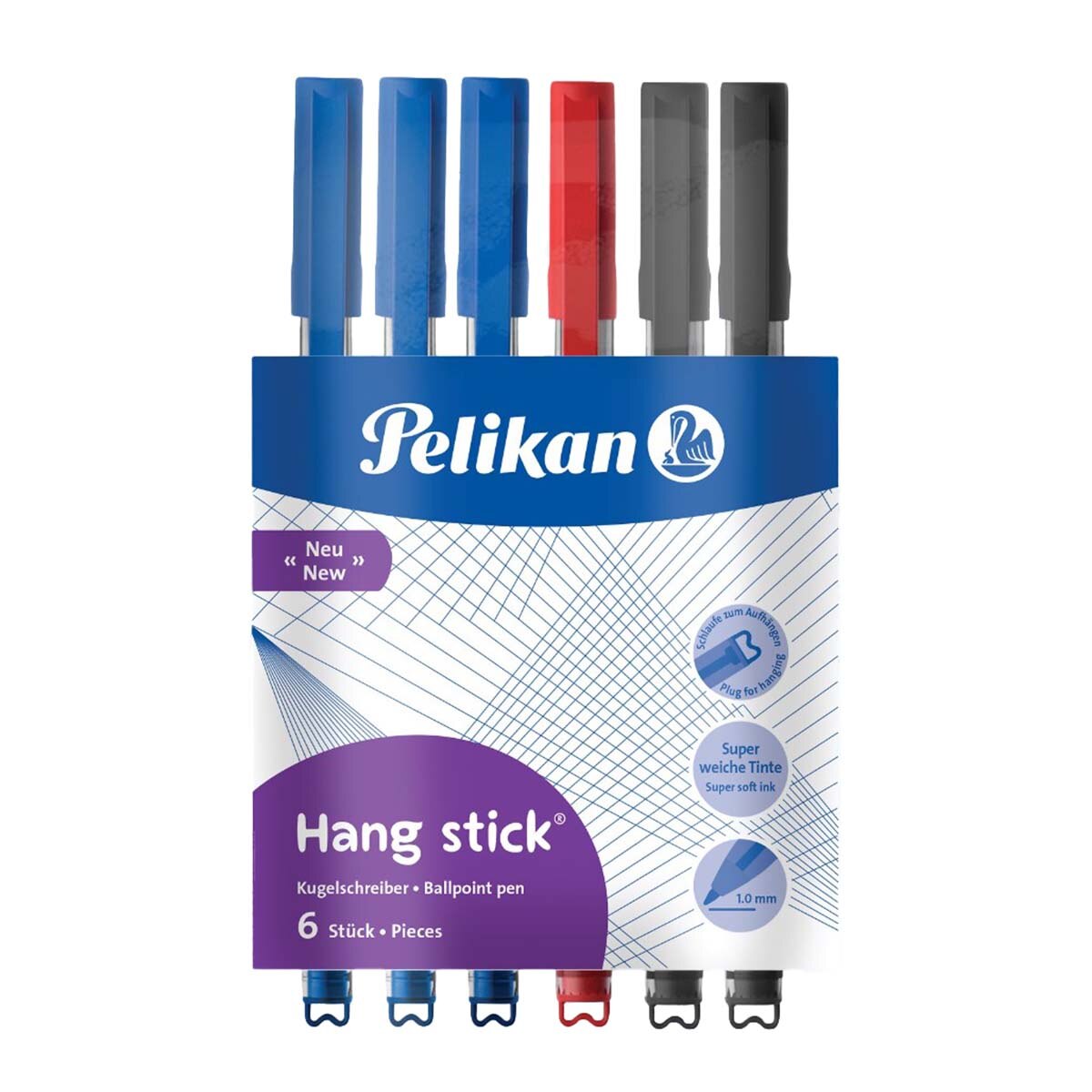 Caja de 6 bolígrafos hang stick Pelikan multicolor Multicolor-1