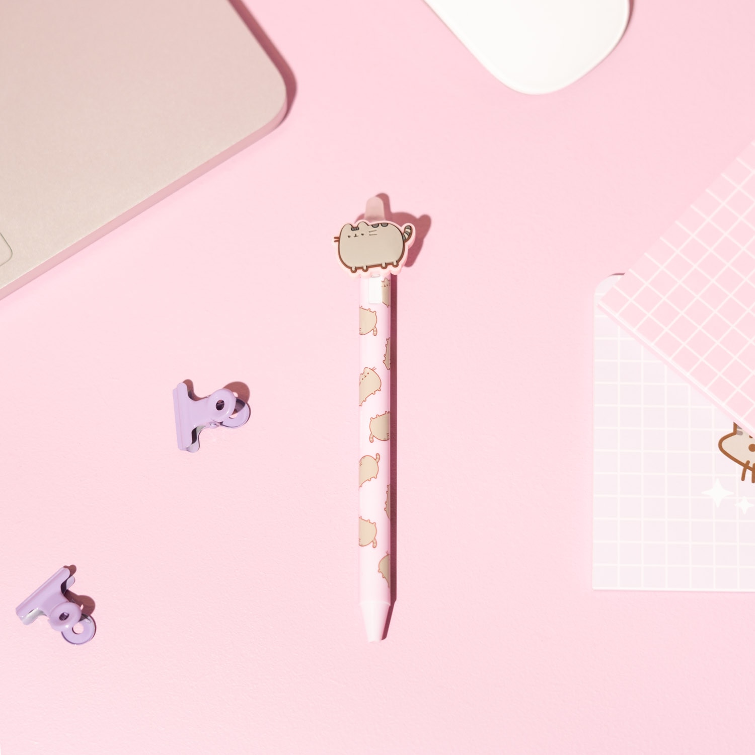 Caneta Gel Apagável com Topper Pusheen Moments 3 - Rosa Rosa / Cinzento-3