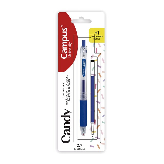 Imagen 0 de Bolígrafo Tinta Gel Campus Candy Blíster Azul + Recambio
