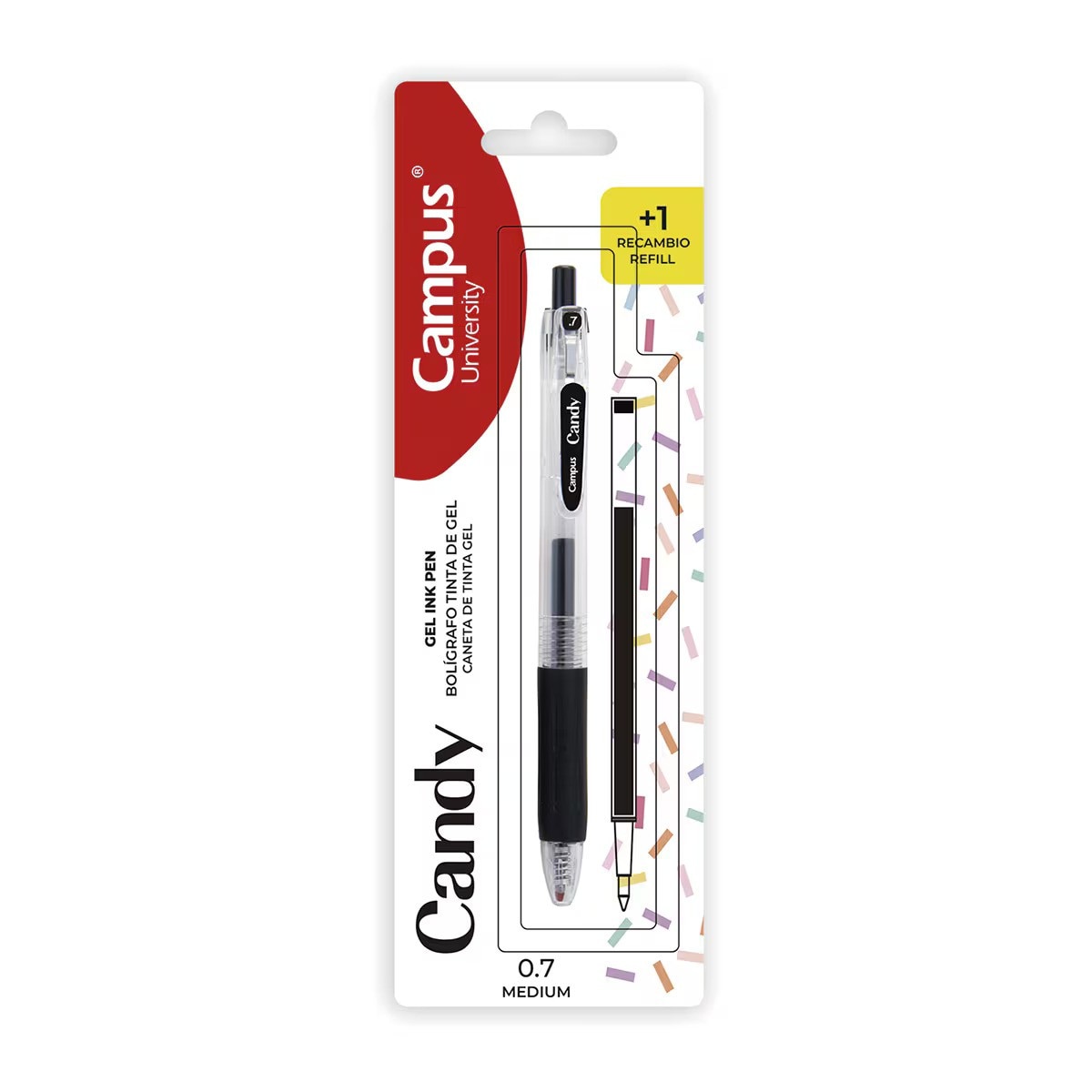 Imagen 0 de Bolígrafo Tinta Gel Campus Candy Blíster Negro + Recambio