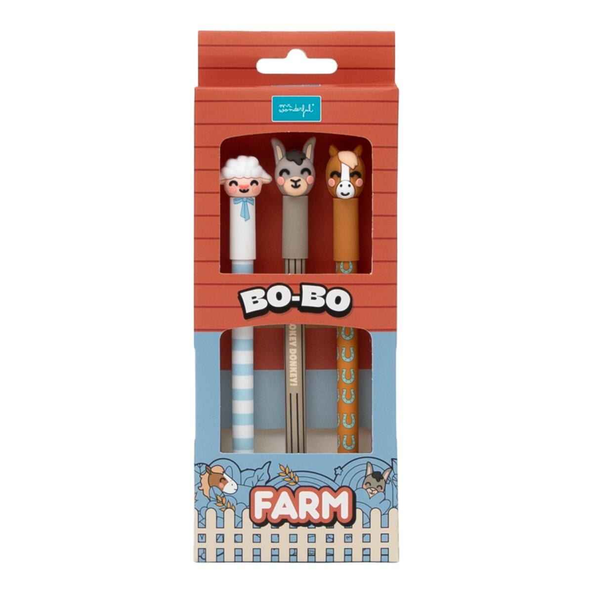 Set de 3 bolis borrables BoBo Granja Mr Wonderful Oveja, burro y caballo Multicolor-1
