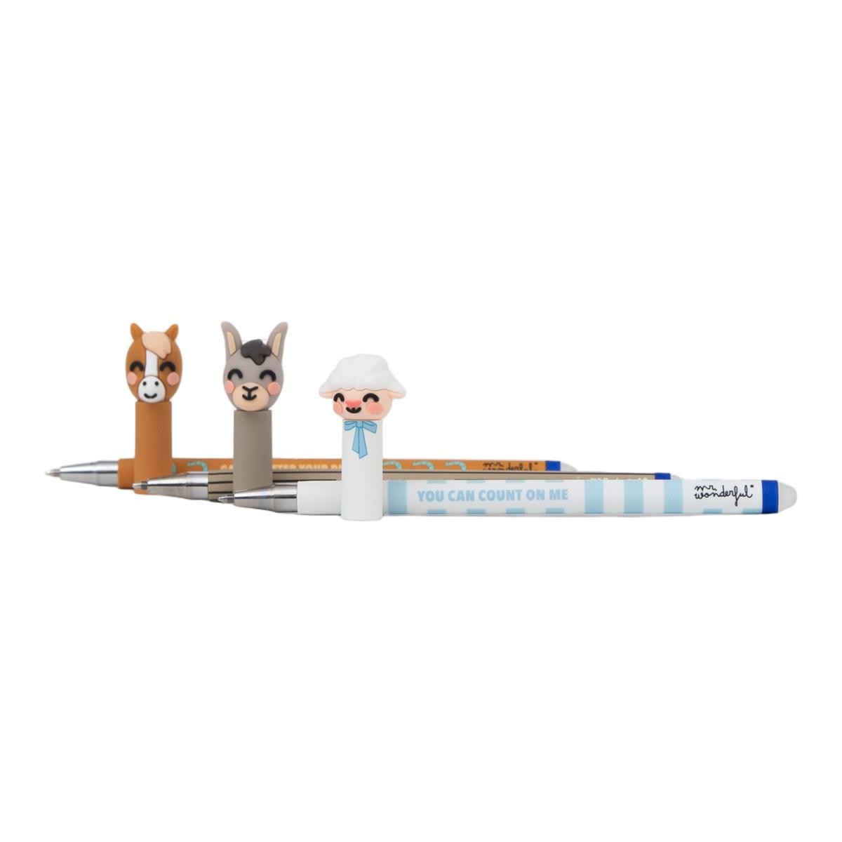 Set de 3 bolis borrables BoBo Granja Mr Wonderful Oveja, burro y caballo Multicolor-3