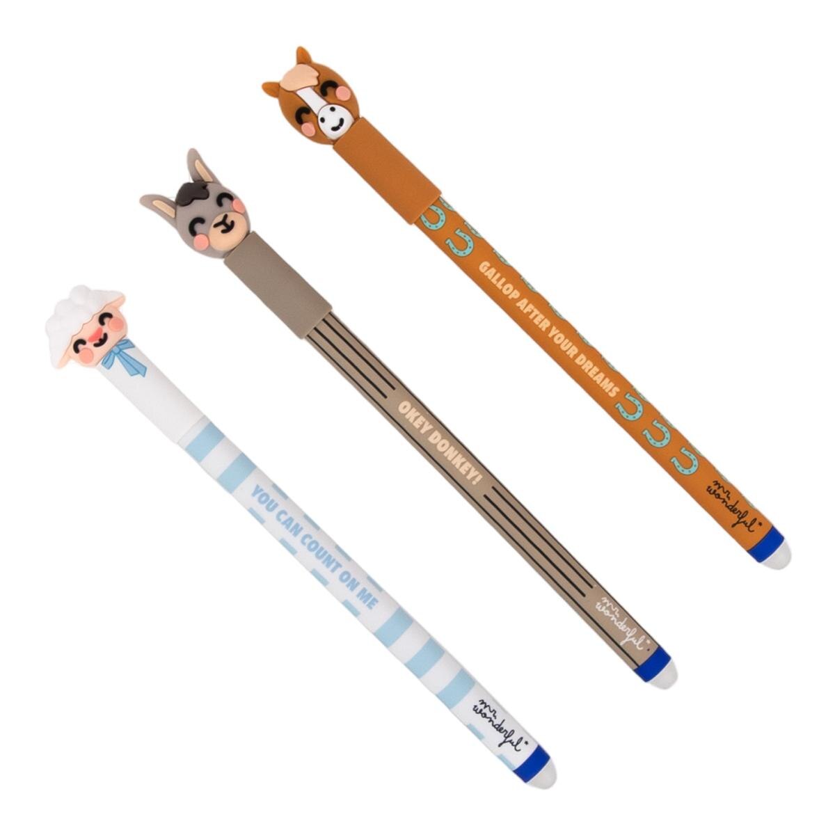 Set de 3 bolis borrables BoBo Granja Mr Wonderful Oveja, burro y caballo Multicolor-6