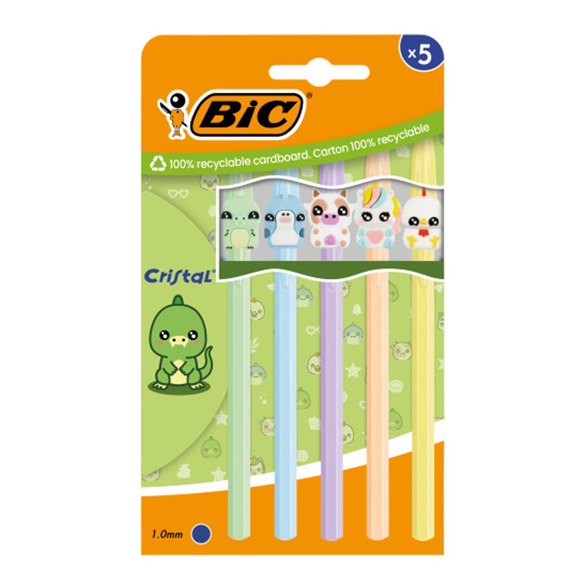 Imagen 0 de Blister de 5 Bolígrafos Cristal Figuritas BIC