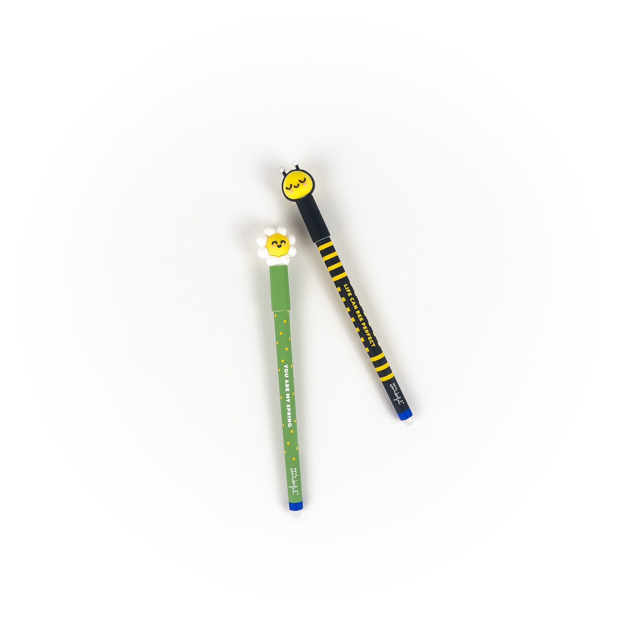 Set de 2 bolis borrables Bo-Bo + 2 recambios de tinta Mr Wonderful: Abeja + Margarita. 5