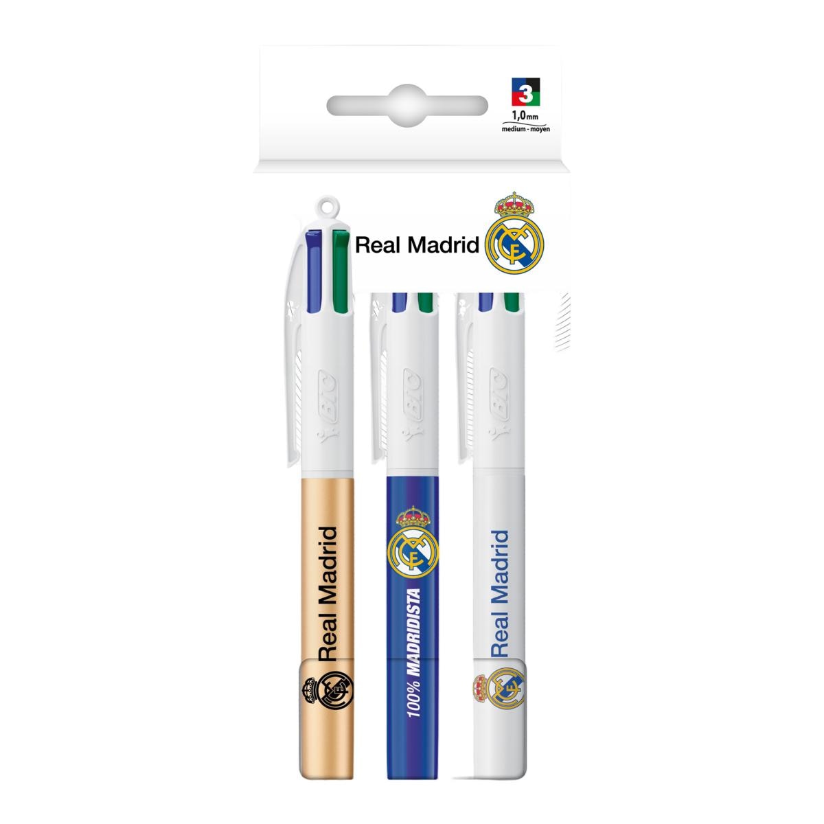 Imagen 0 de Blister de 3 Bolígrafos 4 Colores Real Madrid BIC