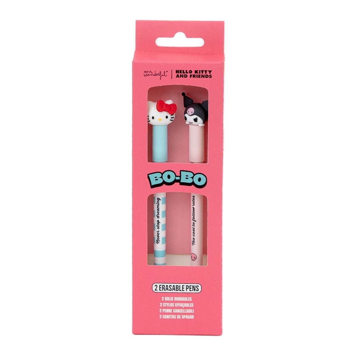 Conjunto de 2 canetas Mr Wonderful apagáveis Bo-Bo - Hello Kitty e Kuromi 3