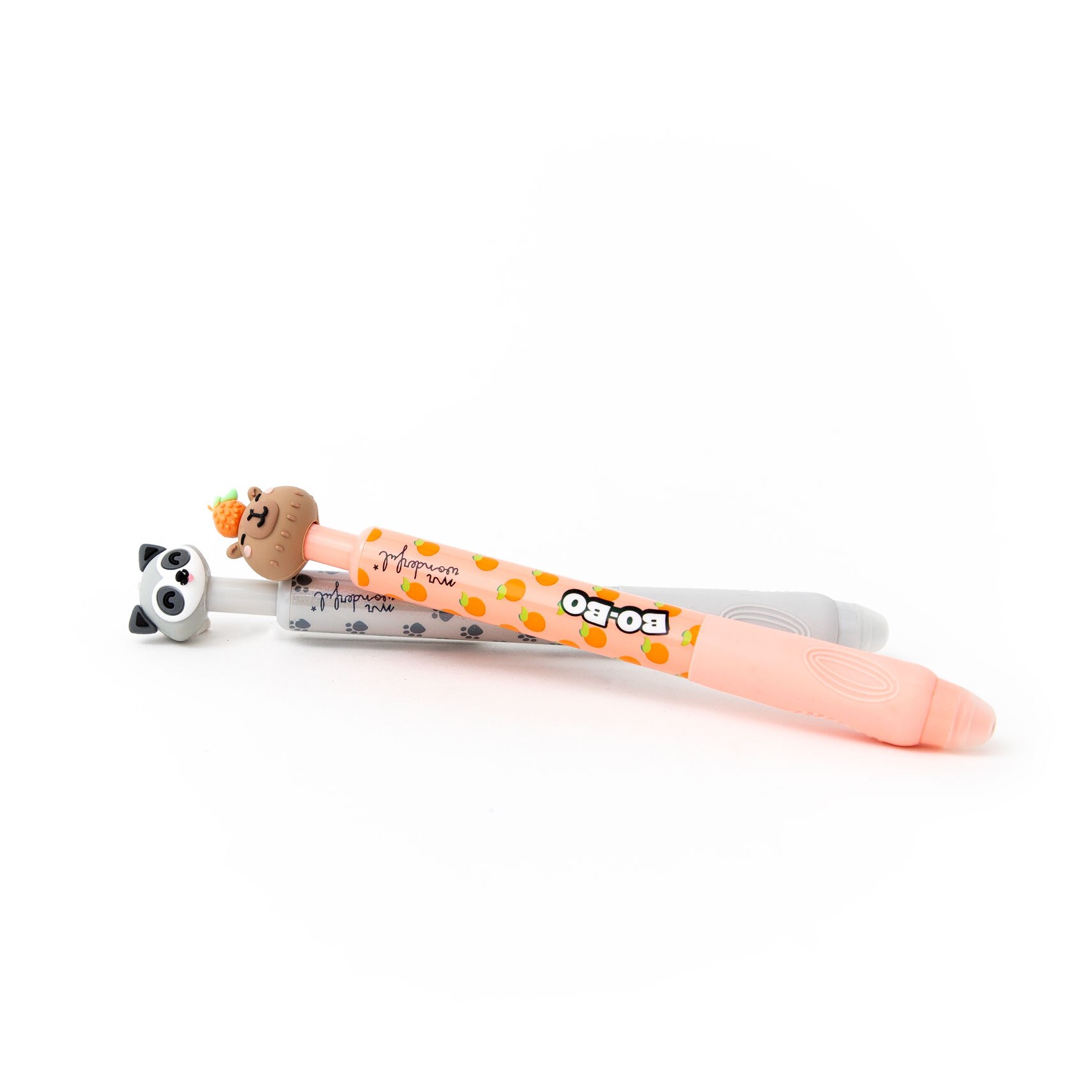 Conjunto de 2 canetas apagáveis Mr Wonderful Bo-Bo Click! - Mapache e Capivara 3