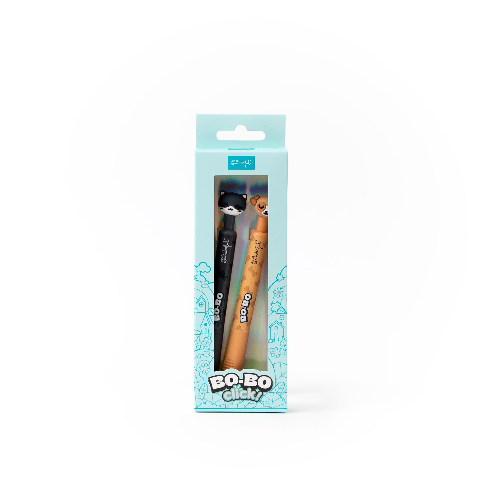 Conjunto de 2 canetas apagáveis Mr Wonderful Bo-Bo Click! - Gato e Cão 2