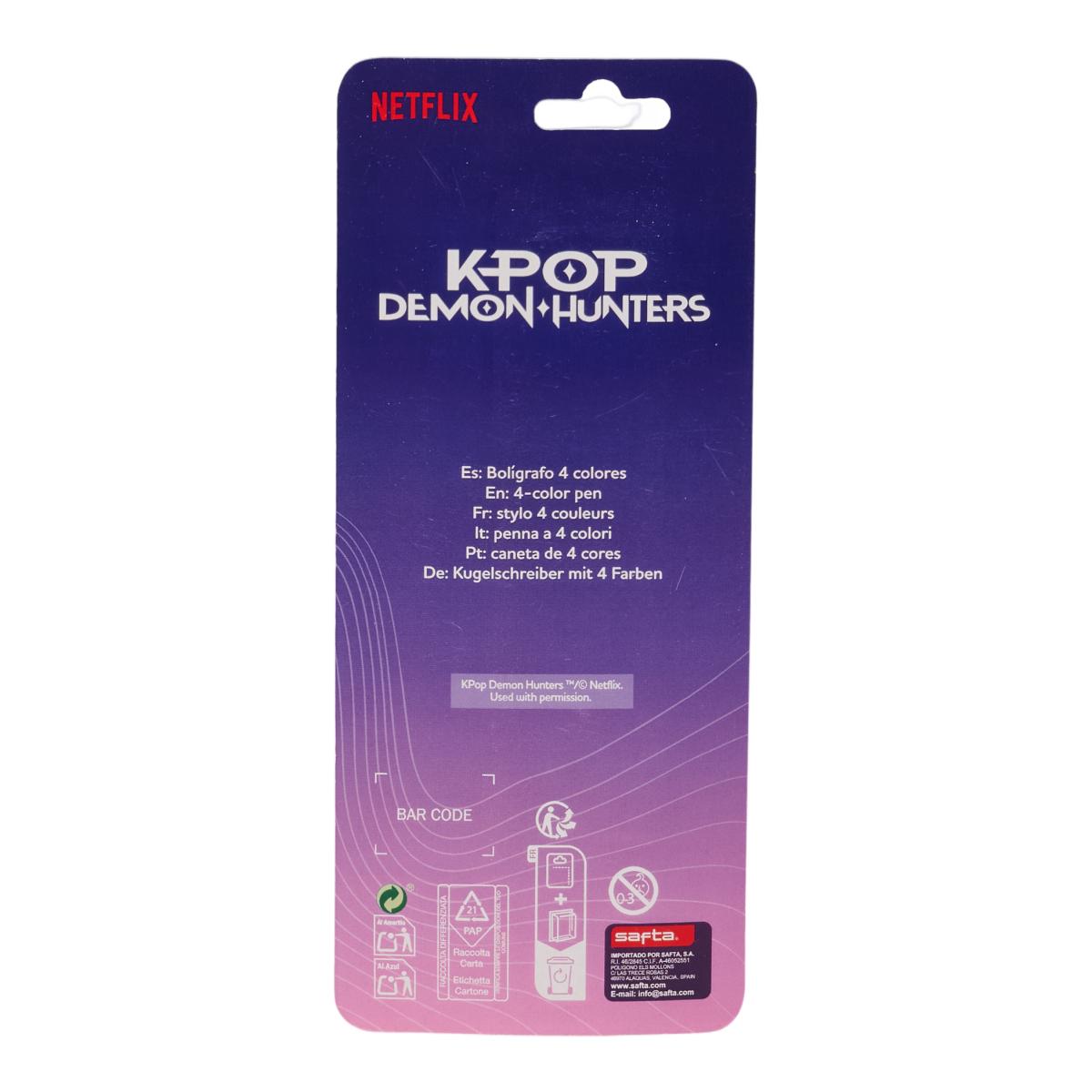 Caneta Retractil 4 Cores K-Pop Demon Hunters - Fucsia, Azul, Celeste, Rosa Fúcsia / Azul-2