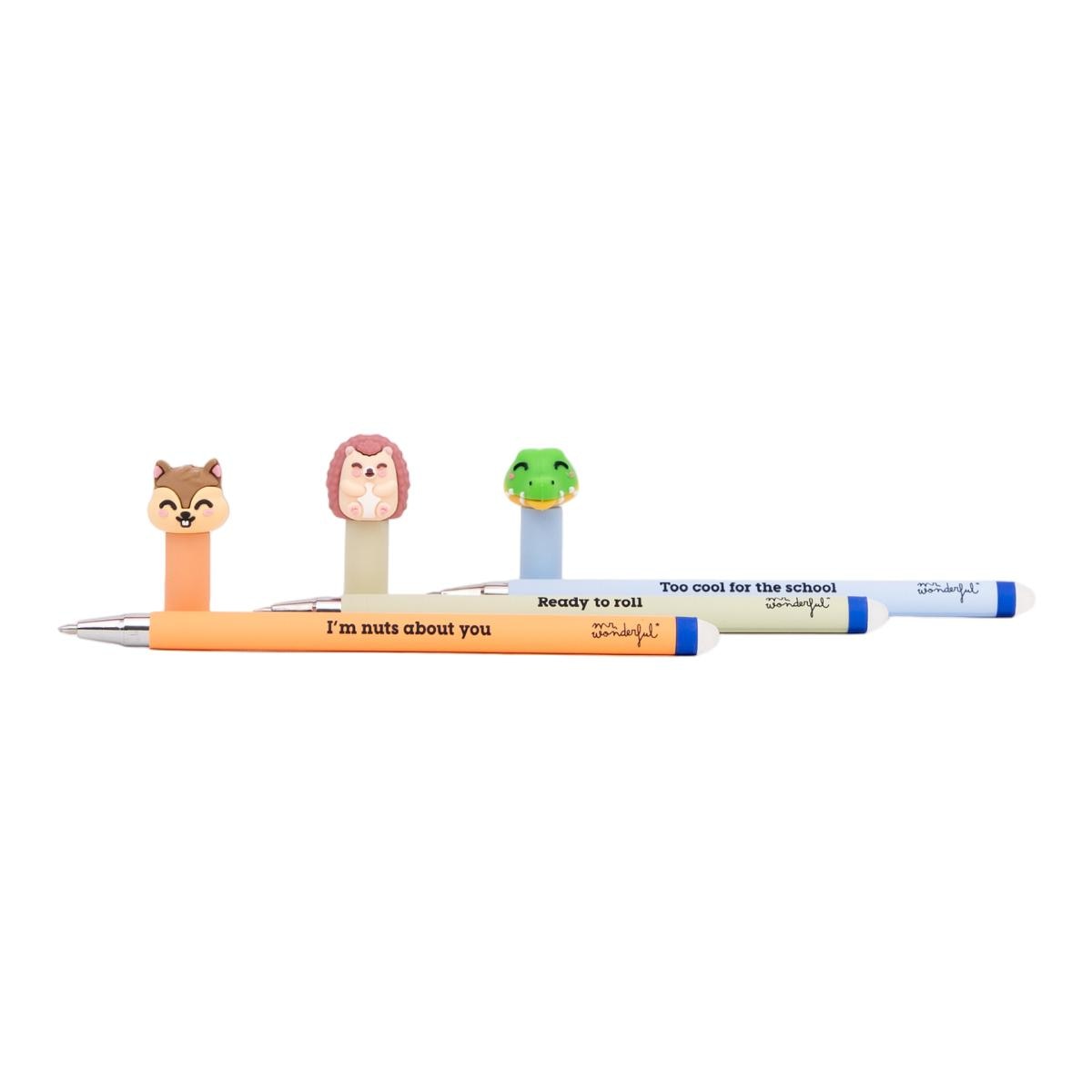Set de 3 bolis borrables BoBo Mr Wonderful Ardilla, Erizo y Cocodrilo Multicolor-5