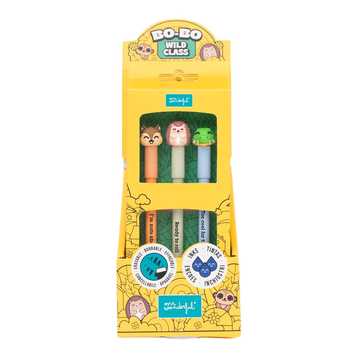Set de 3 bolis borrables BoBo Mr Wonderful Ardilla, Erizo y Cocodrilo Multicolor-6