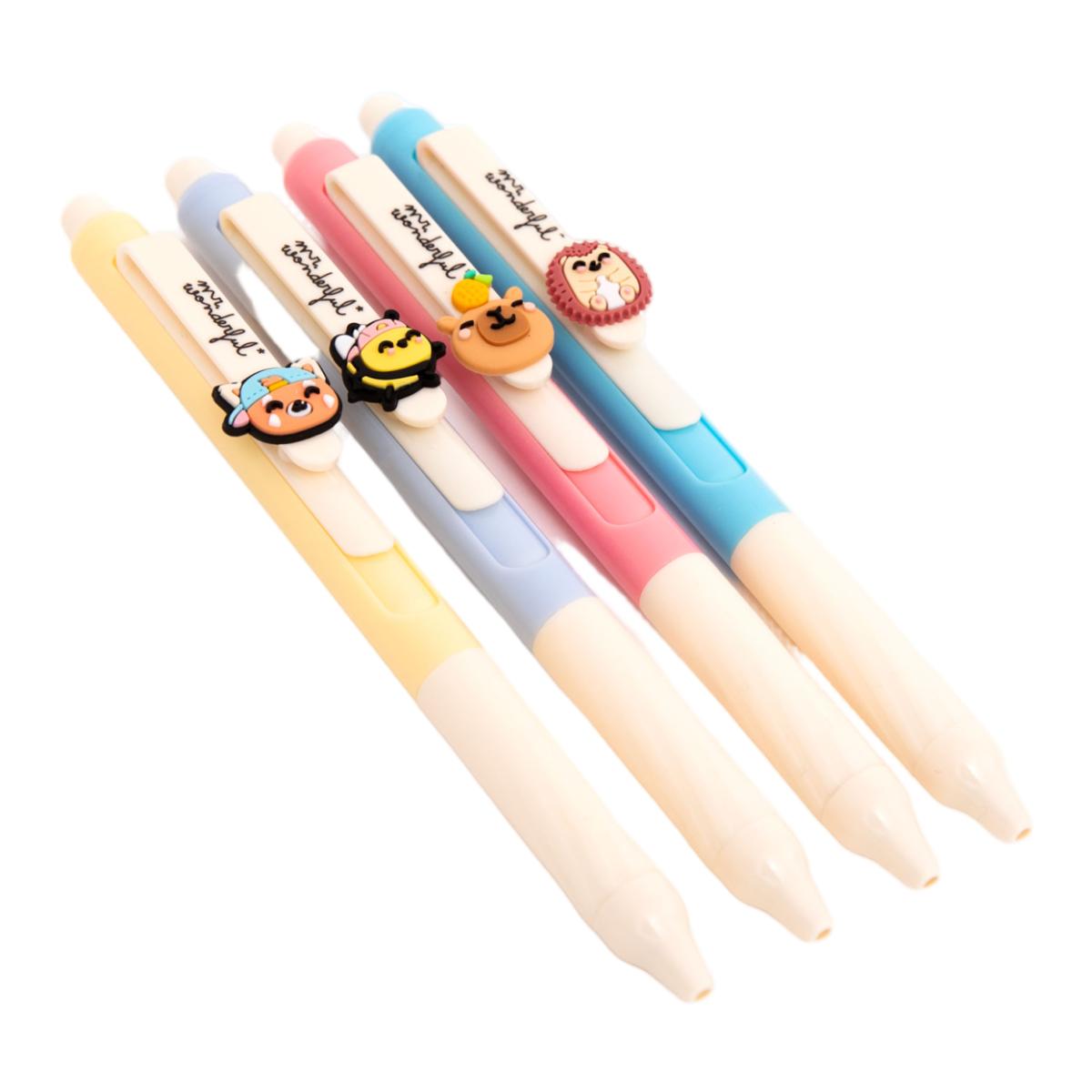 Set de 4 bolis borrables con charm Mr Wonderful Panda rojo, abeja, capibara y erizo Multicolor-5