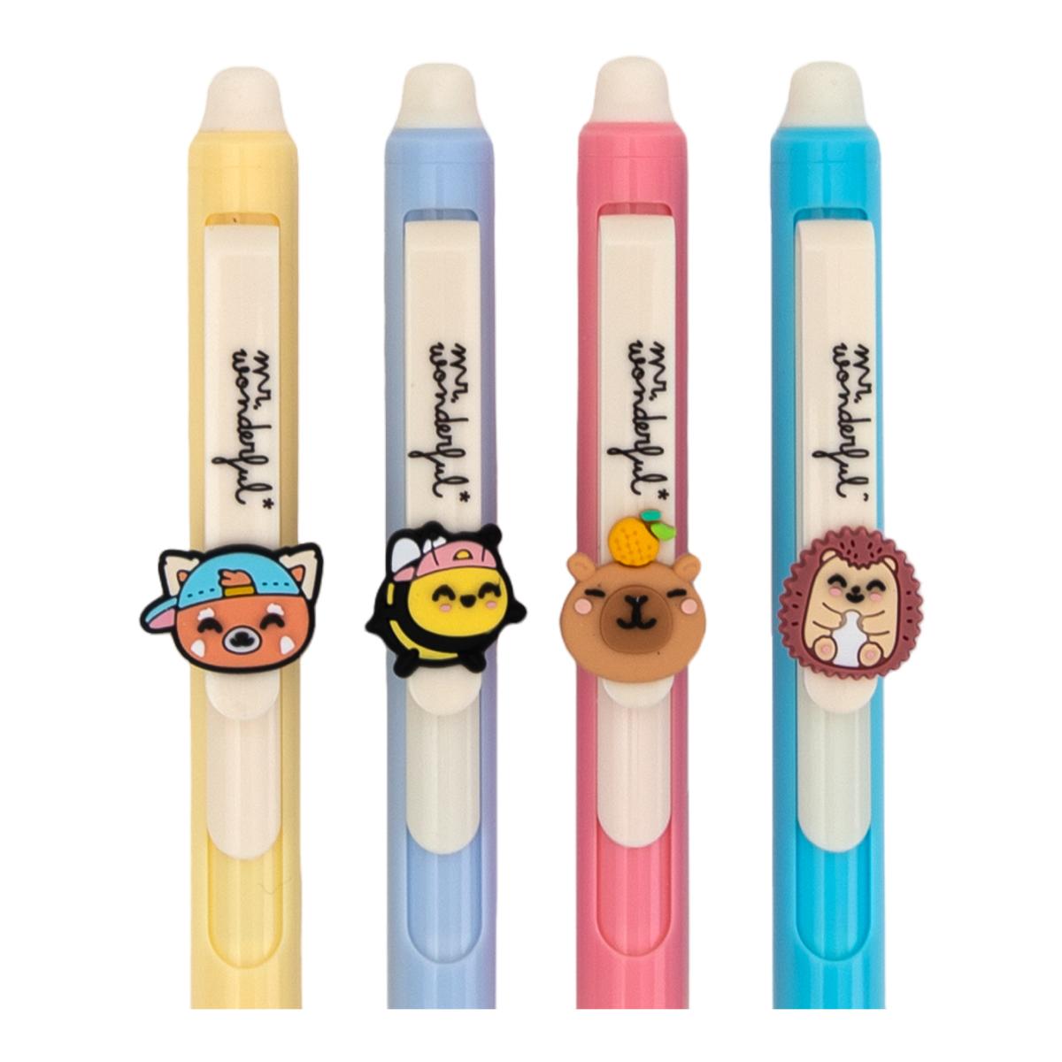 Set de 4 bolis borrables con charm Mr Wonderful Panda rojo, abeja, capibara y erizo Multicolor-6