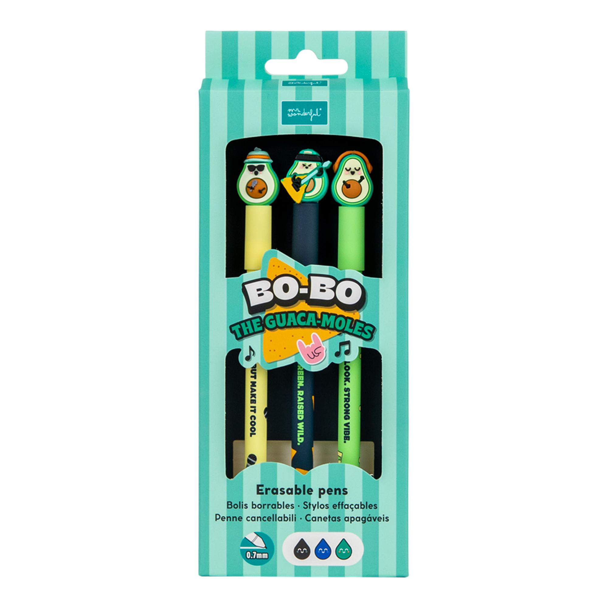 Set de 3 bolígrafos borrables BoBo Mr.Wonderful DJ Rockstar and Chill 1