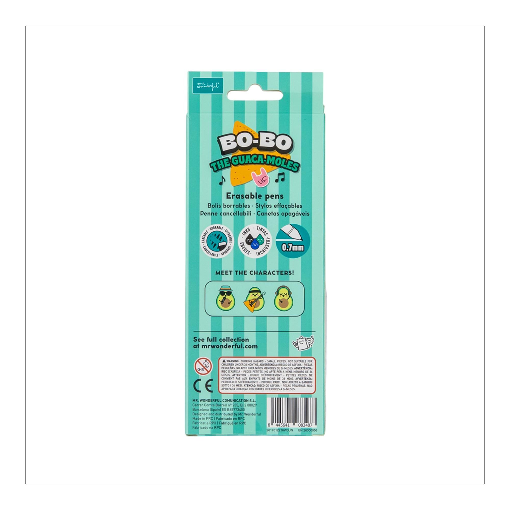 Set de 3 bolígrafos borrables BoBo Mr.Wonderful DJ Rockstar and Chill 2