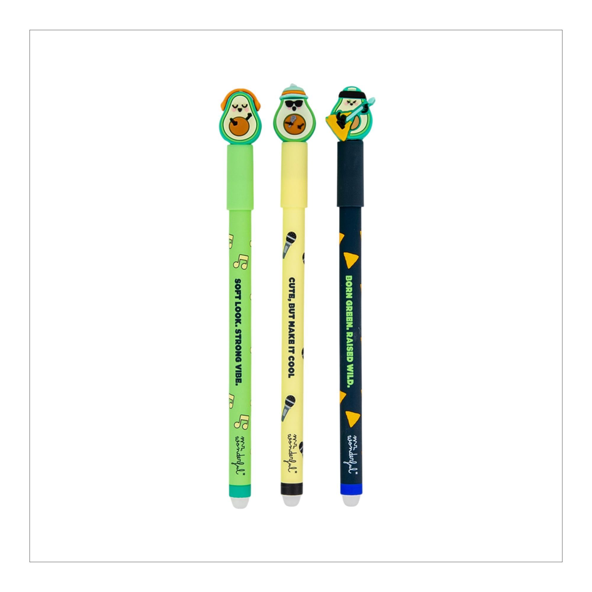 Set de 3 bolígrafos borrables BoBo Mr.Wonderful DJ Rockstar and Chill 3