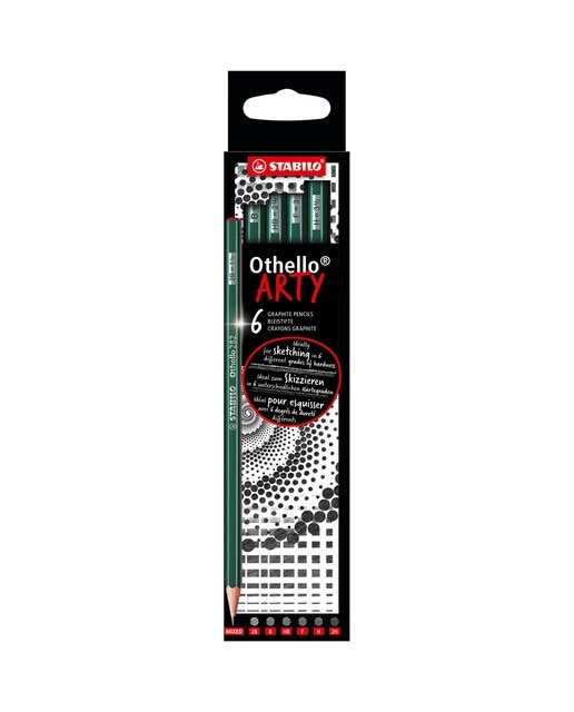 Estojo ARTY de 6 Lápis de Grafite Othello Várias Durezas Preto-1