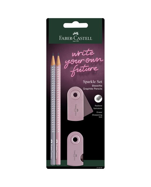 Blister 2 Lápis Sparkle Pérola com Borracha e Afia Sleeve Mini Sombra - Rosa/Cinzento Rosa-1