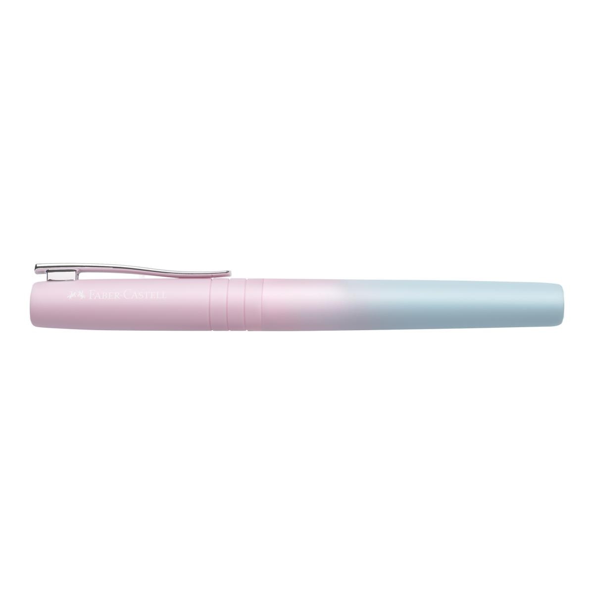 Estilográfica Poly Pen, trazo M, tinta azul borrable, Faber-Castell cuerpo color Blushing Sky 3