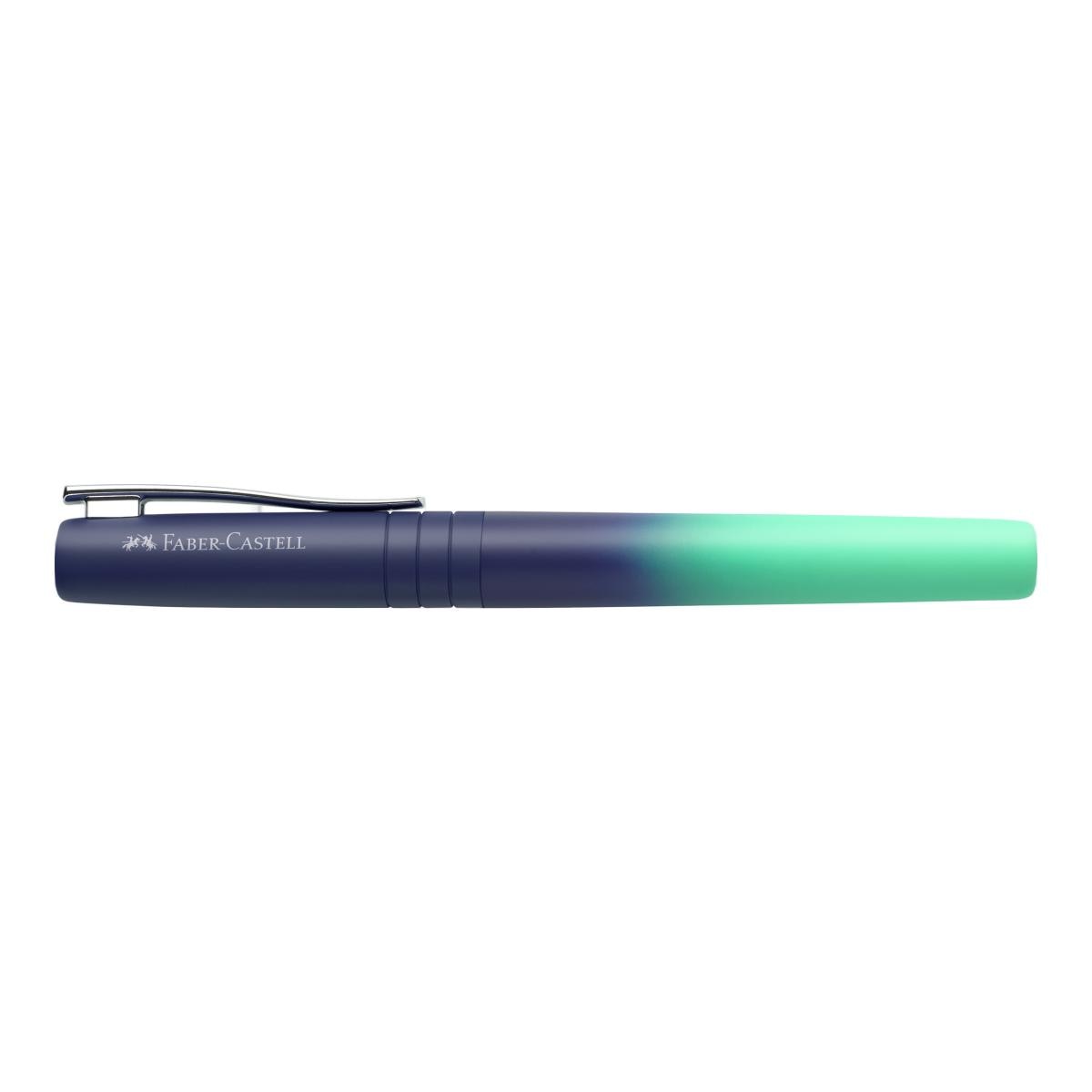 Estilográfica Poly Pen, trazo M, tinta azul borrable, Faber-Castell cuerpo color Buzzing blue 3