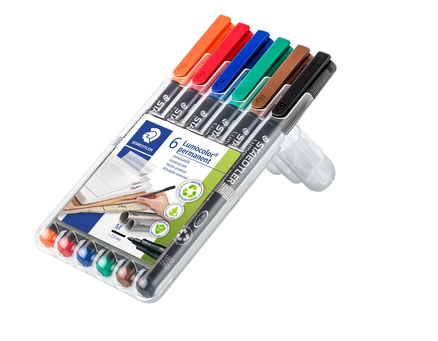 6 Rotuladores Tinta Permanente Resistente al Agua Marcadores Lumocolor Permanent 317 Staedtler 2