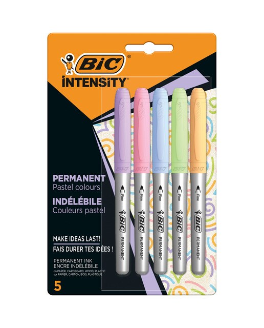 Imagen 0 de Pack de 5 Marcadores Permanentes  Intensity Pastel BIC