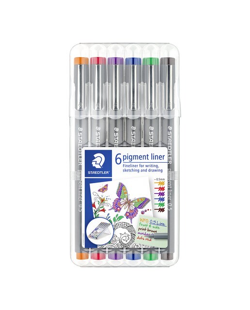 Imagem 0 de 6 Marcadores Calibrados Staedtler pigment liner em cores sortidas 0,5 mm