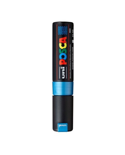 Uni Posca Marcador de Pintura Base de Água 8,0 mm Azul Metálico Azul Metálico-1