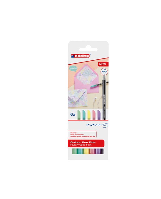 Canetas de Feltro Pack 6 Unidades Pastel 1200 Multicolor-1