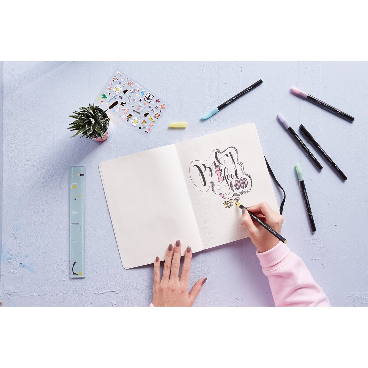 Canetas de Feltro Pack 6 Unidades Pastel 1200 Multicolor-3