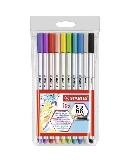 Estojo com 10 Canetas de Feltro Premium com Ponta Pincel Pen 68 Brush - Multicolor Multicolor-1