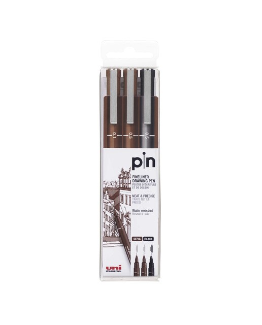 Estojo de 3 Peças Rotulador Calibrado - Preto/Sépia Multicolor-1