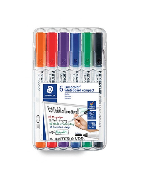 Estojo de 6 Marcadores Ardósia Branca Lumocolor® Whiteboard Compact 341 1