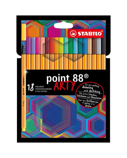 Estojo ARTY de 18 Canetas de Feltro de Ponta Fina Point 88 - Multicolor Multicolor-1