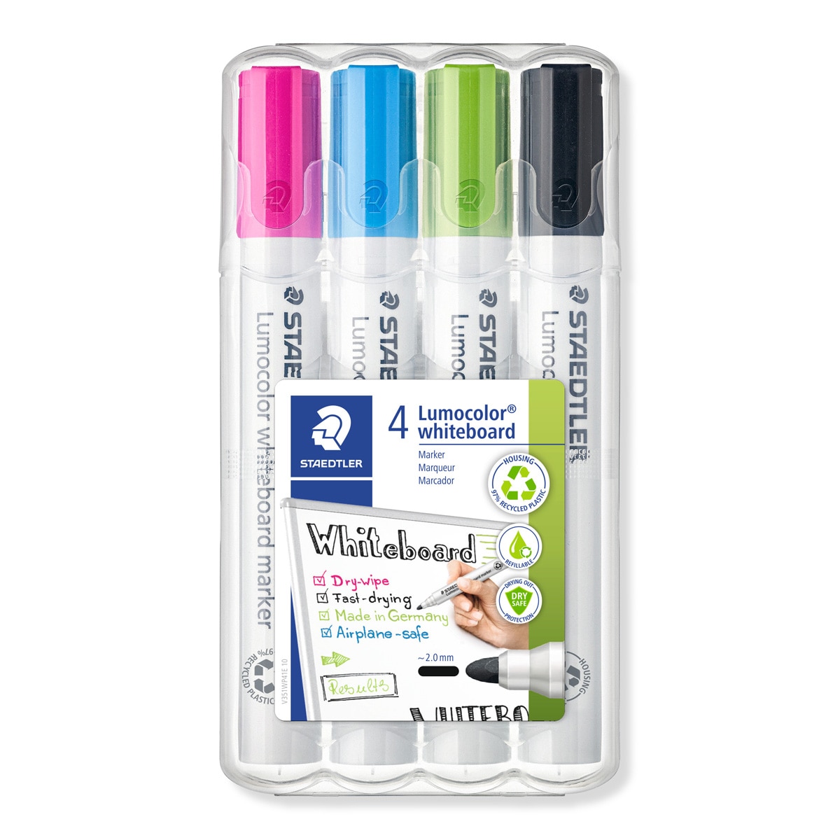Imagen 0 de Pack 4 Marcadores Staedler para Pizarra Blanca Lumocolor  351